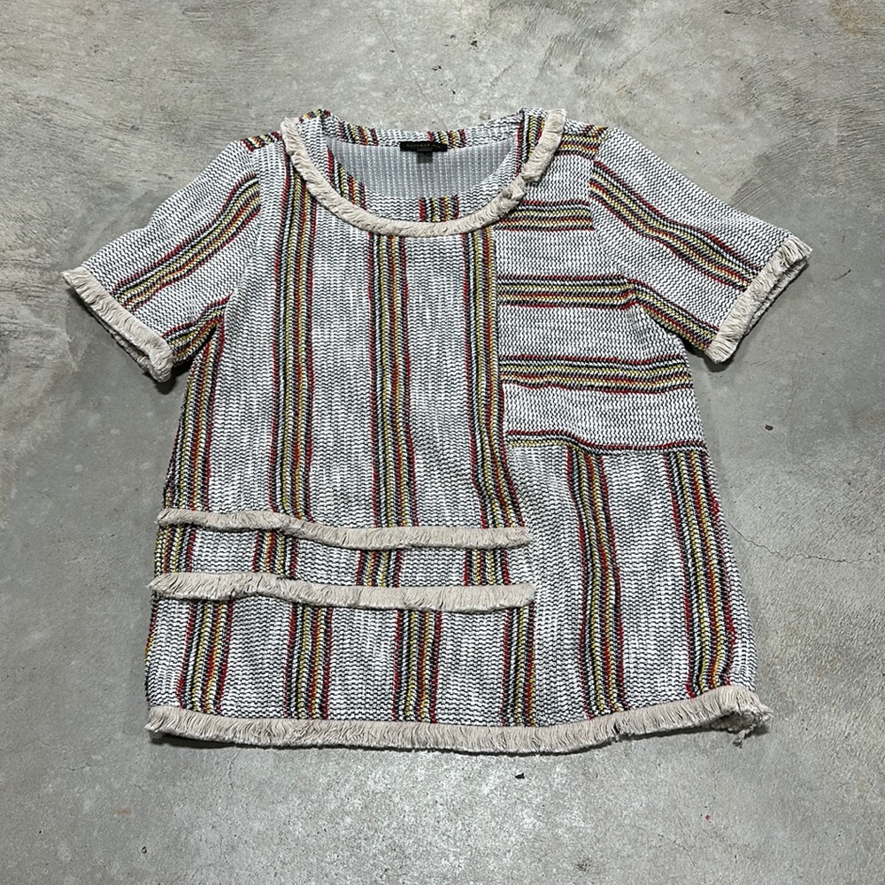 Multi color short sleeve fringe top / Size XS / Current Air‎ Brand / R-66